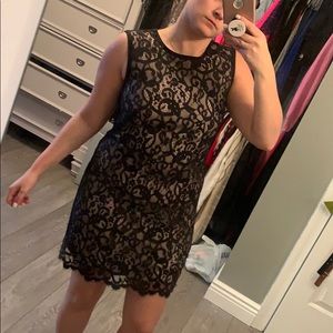 Black and nude lace Loft tank dress